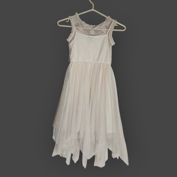 Zunie Girls Size 7 Cream Dress with Floral Accents - Picture 2 of 6